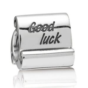 Pandora Retired Sterling Silver Good Luck Scroll Bead - 790514